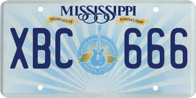 MS license plate XBC666
