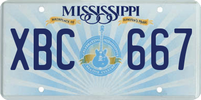 MS license plate XBC667