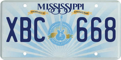 MS license plate XBC668