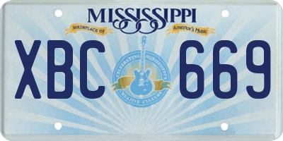 MS license plate XBC669