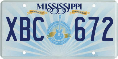MS license plate XBC672