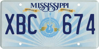 MS license plate XBC674