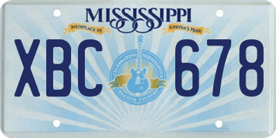 MS license plate XBC678