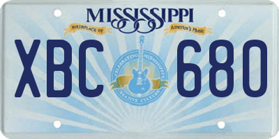 MS license plate XBC680