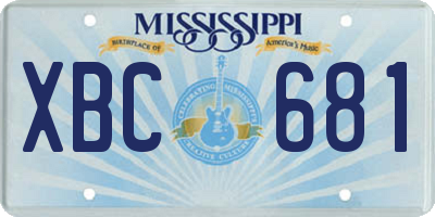 MS license plate XBC681