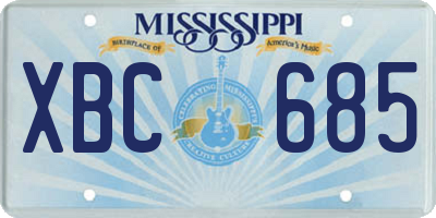 MS license plate XBC685