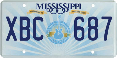 MS license plate XBC687