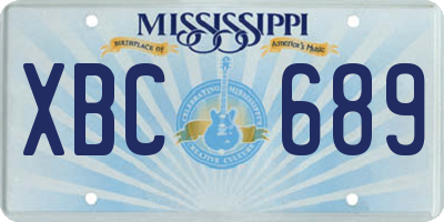 MS license plate XBC689