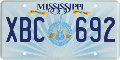 MS license plate XBC692