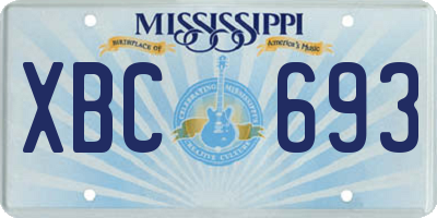 MS license plate XBC693