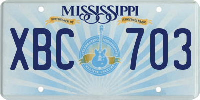 MS license plate XBC703