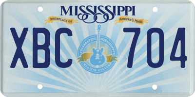 MS license plate XBC704