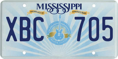 MS license plate XBC705