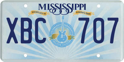 MS license plate XBC707