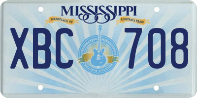 MS license plate XBC708