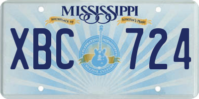 MS license plate XBC724