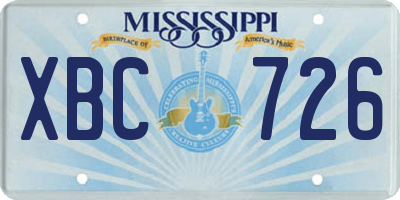 MS license plate XBC726