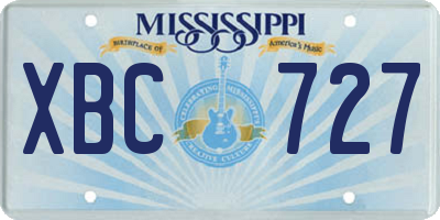 MS license plate XBC727