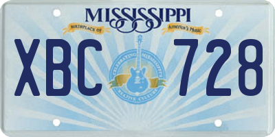 MS license plate XBC728