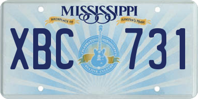 MS license plate XBC731