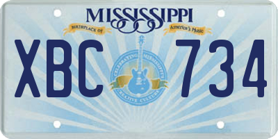 MS license plate XBC734