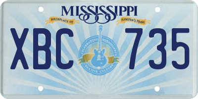 MS license plate XBC735
