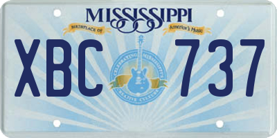 MS license plate XBC737