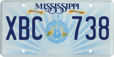 MS license plate XBC738