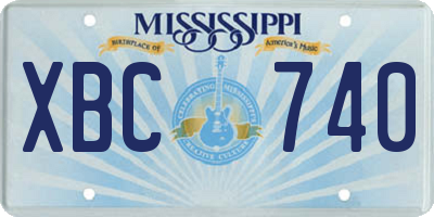 MS license plate XBC740