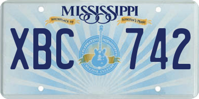 MS license plate XBC742