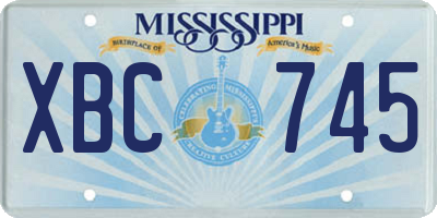 MS license plate XBC745