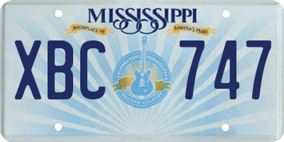 MS license plate XBC747