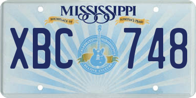 MS license plate XBC748