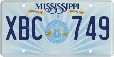 MS license plate XBC749