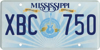 MS license plate XBC750