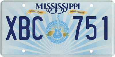 MS license plate XBC751