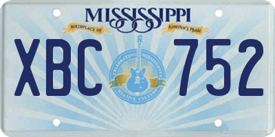 MS license plate XBC752