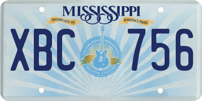 MS license plate XBC756