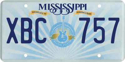 MS license plate XBC757