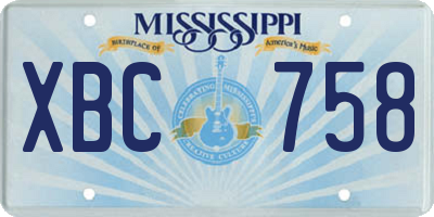 MS license plate XBC758