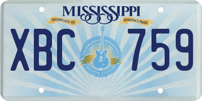 MS license plate XBC759