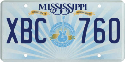 MS license plate XBC760