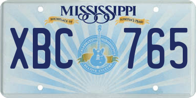MS license plate XBC765