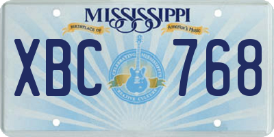 MS license plate XBC768