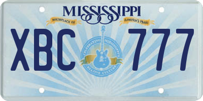 MS license plate XBC777