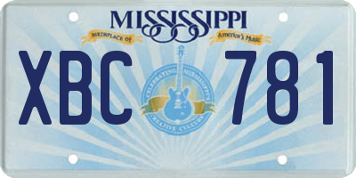 MS license plate XBC781