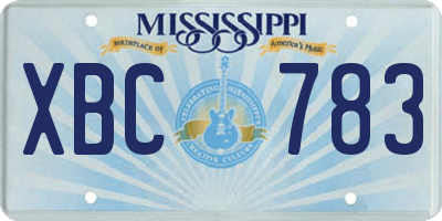 MS license plate XBC783
