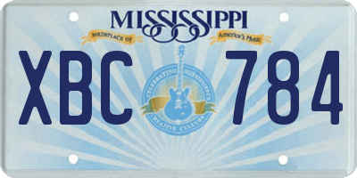 MS license plate XBC784