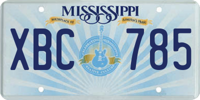 MS license plate XBC785