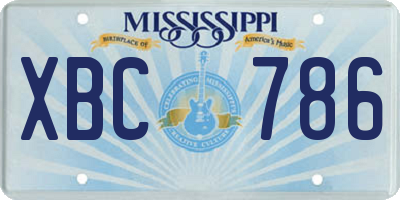 MS license plate XBC786